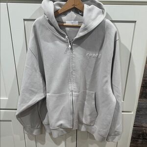Cream Zip-Up Hoodie 11 AN brand embroidered with Chaos size XL